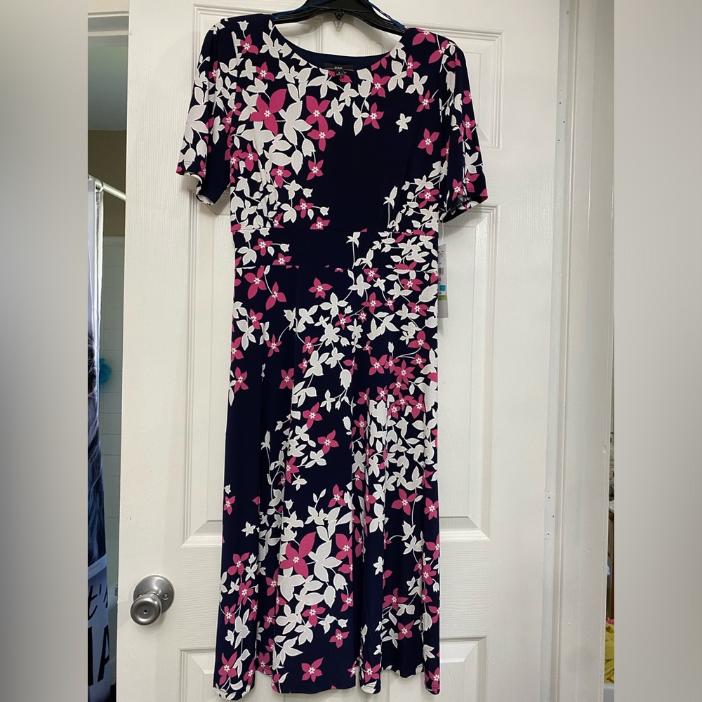 New R&K dress from JCP. Navy & hot pink! Midi length. Tags attached. Size 4.